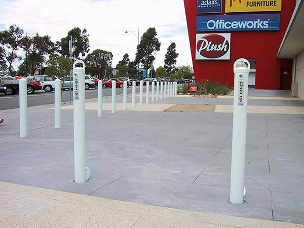 Security bollards at Officeworks